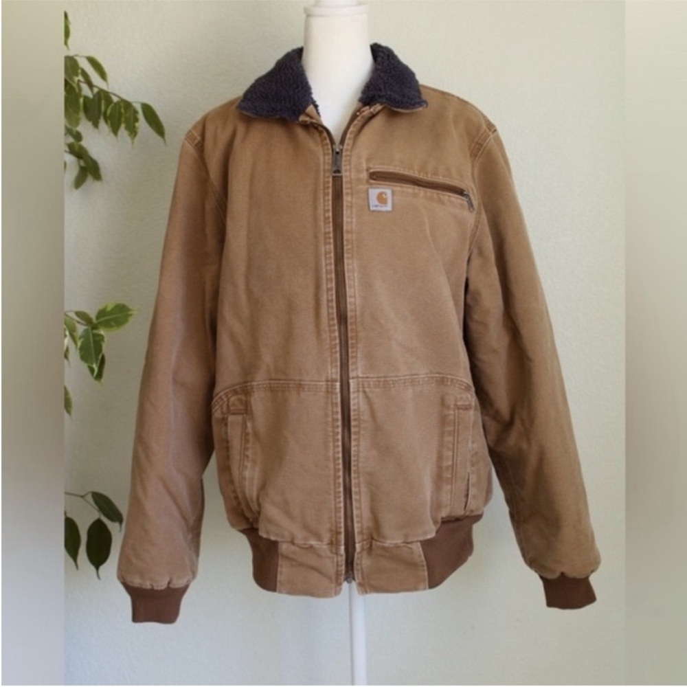 Carhartt Weathered Wildwood Duck Womens Medium
Jacket RARE DARK Sherpa